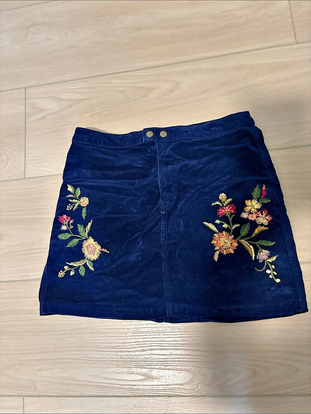 Mossimo Supply Co. Floral Embroidered Mini Skirt Blue Size 10